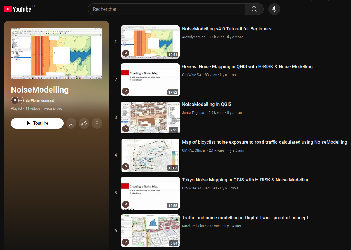 NoiseModelling YouTube playlist